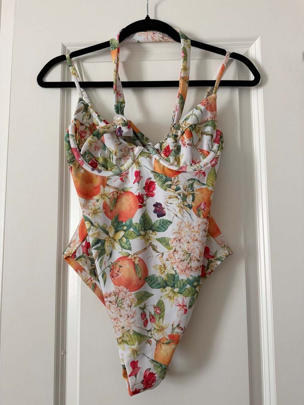 House of ZZ Citrus Floral Print Underwire Tie Front One-Piece Swimsuit